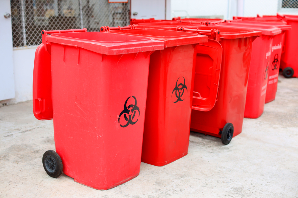 Medical,Waste,Bin.,Contaminated,Waste,Sign.,Biohazard,Trash,Garbage,Bin.