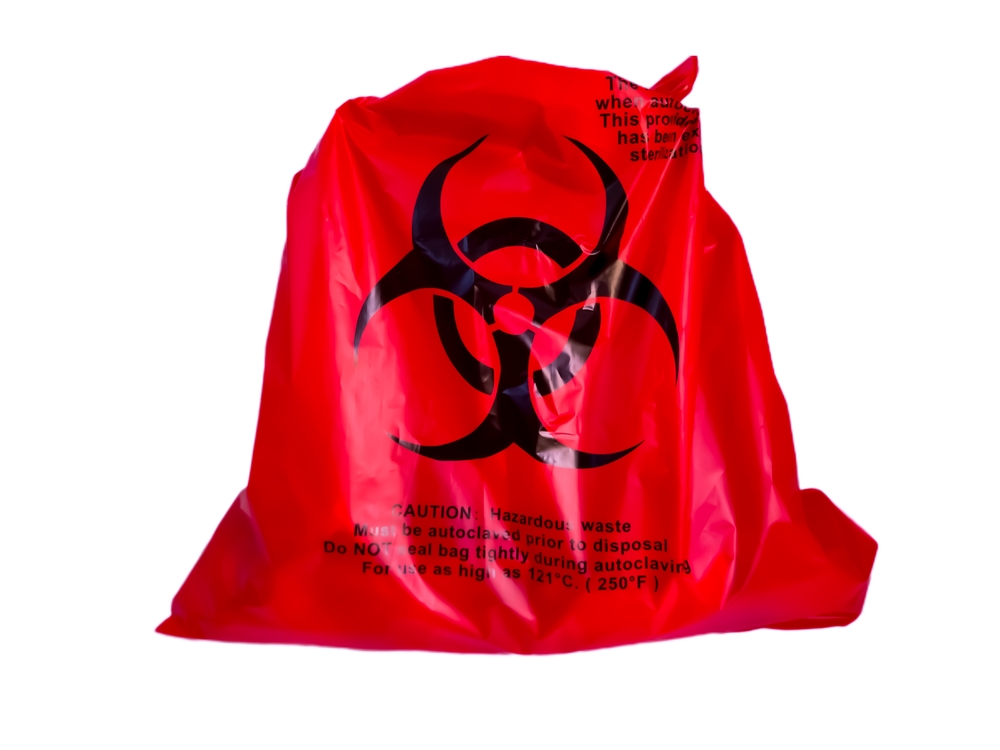 Biohazard,Bag,Isolated,On,White,Background,For,Infectious,Waste.,Medical